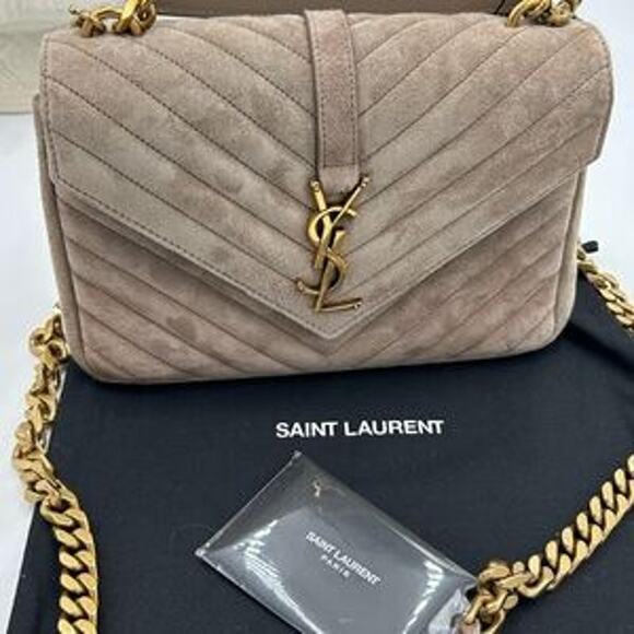 Women's Saint Laurent Ysl quilted medium suede shoulder Bag made in Italy - Picture 12 of 16